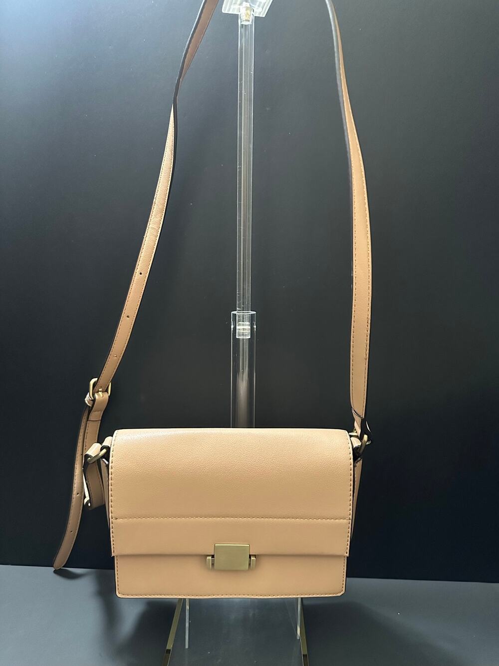 ALDO Blush Nude Structured Crossbody Bag Gold Hardware Adjustable Strap